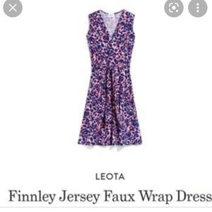 Leota Finnley Jersey Faux Wrap Dress, Navy blue and coral color